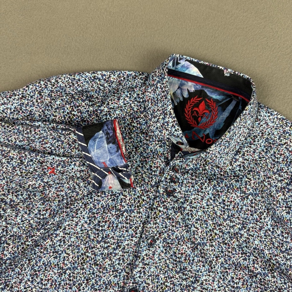 Au Noir Shirt Mens Large Size 4 Abstractg All Over Print‎ Flip Cuff Preppy